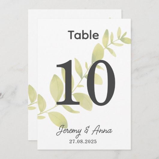 水彩フローラ結婚の表番号カード (正面/裏面)