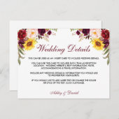 水彩フローラ結婚の詳細挿入カード ポストカード (正面/裏面)