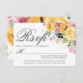 水彩フローラ結婚の食事の選択 出欠カード (正面/裏面)