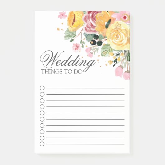 水彩フローラ結婚のTo Doリスト ポストイット (正面)