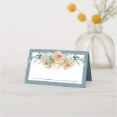 水彩フローラ結婚サマーズブルーグリーン プレイスカード (裏面)