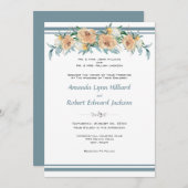 水彩フローラ結婚サマーズブルーグリーン 招待状 (正面/裏面)