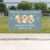 水彩フローラ結婚サマーズブルーグリーン 横断幕 (インサイチュ)