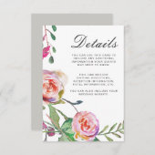 水彩フローラ結婚ズゲスト詳細イン エンクロージャーカード (正面/裏面)