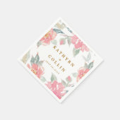 水彩フローラ結婚ズディナーナプキン スタンダードカクテルナプキン (角)