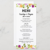 水彩フローラ結婚ズディナー メニュー (正面/裏面)