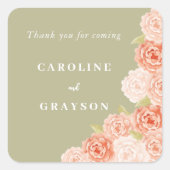 水彩フローラ結婚ズ スクエアシール (正面)