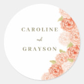 水彩フローラ結婚ズ ラウンドシール (正面)
