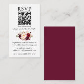 水彩フローラ結婚ズQRブルゴーニュRSVP エンクロージャーカード (正面/裏面)