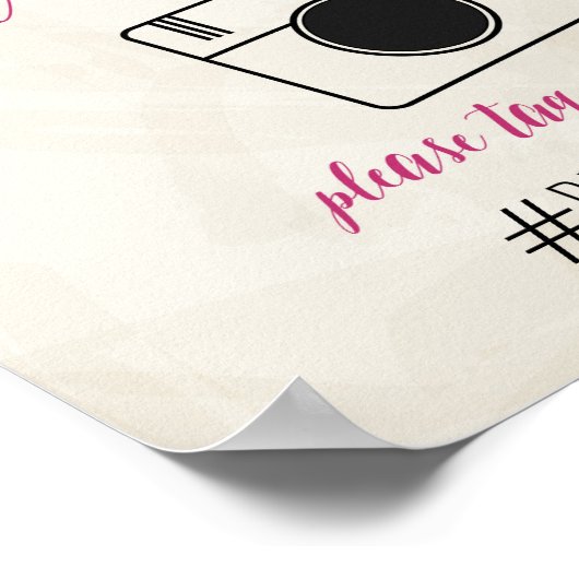 水彩フローラ結婚ハッシュタグの標識 ポスター (角)