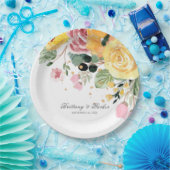 水彩フローラ結婚パーソナライズされた ペーパープレート (パーティー)