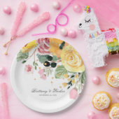 水彩フローラ結婚パーソナライズされた ペーパープレート (パーティー)