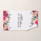 水彩フローラ結婚ピンクの母の新郎 ハンドタオル (ハンドタオル)