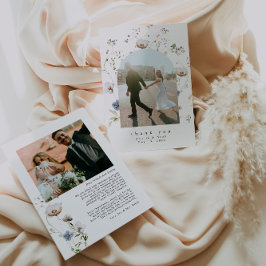 水彩フローラ結婚写真サンキューカード サンキューカード