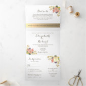 水彩フローラ結婚写真 三つ折り招待状 (内部)