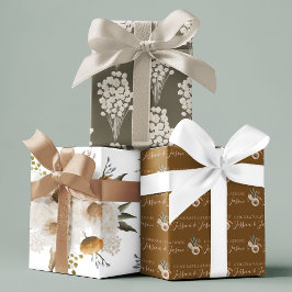 水彩フローラ結婚包装紙シート ラッピングペーパーシート