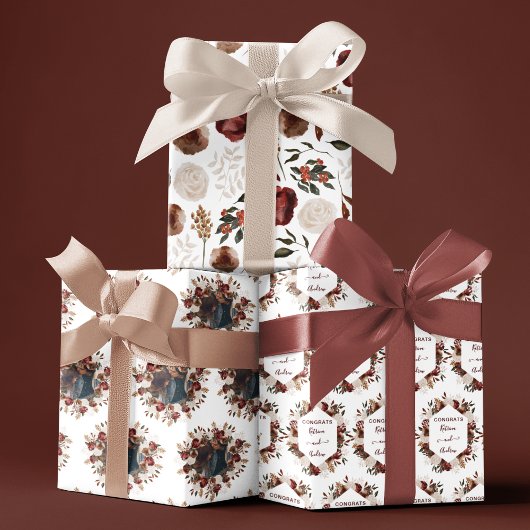 水彩フローラ結婚包装紙シート ラッピングペーパーシート