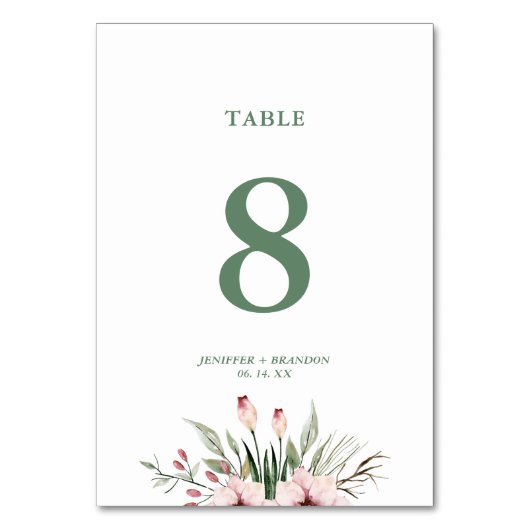 水彩フローラ結婚夏の表番号 テーブルナンバー (正面)