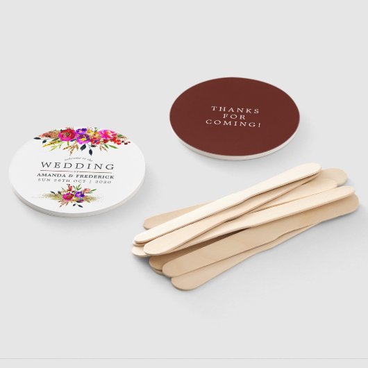 水彩フローラ結婚式の引き出物 ハンドファン (組立なし)