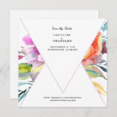 水彩フローラ結婚式ウェブサイトを保存 セーブザデート (正面/裏面)