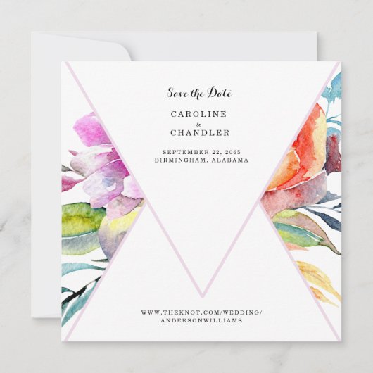 水彩フローラ結婚式ウェブサイトを保存 セーブザデート (正面)