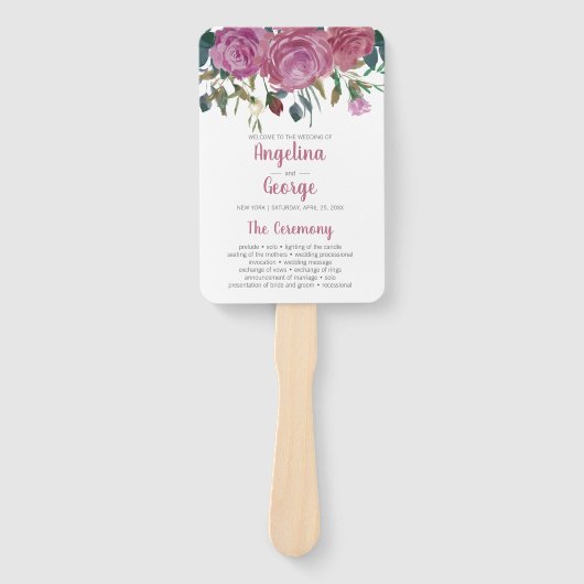 水彩フローラ結婚式扇風機 ハンドファン (正面)