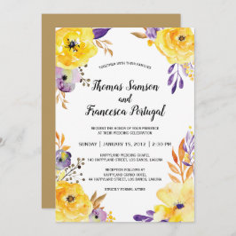 水彩フローラ結婚式招待状カード 招待状