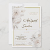 水彩フローラ結婚式招待状白い花 招待状 (正面)