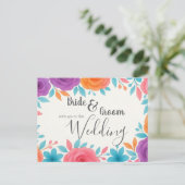 水彩フローラ結婚式招待状葉書 インビテーションポストカード (スタンド正面)