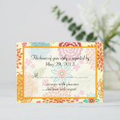 水彩フローラ結婚式招待状 出欠カード (スタンド正面)