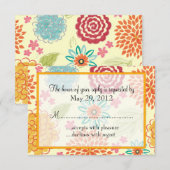 水彩フローラ結婚式招待状 出欠カード (正面/裏面)