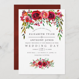 水彩フローラ結婚式招待状 招待状