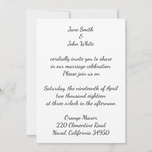 水彩フローラ結婚式招待状 招待状 (裏面)