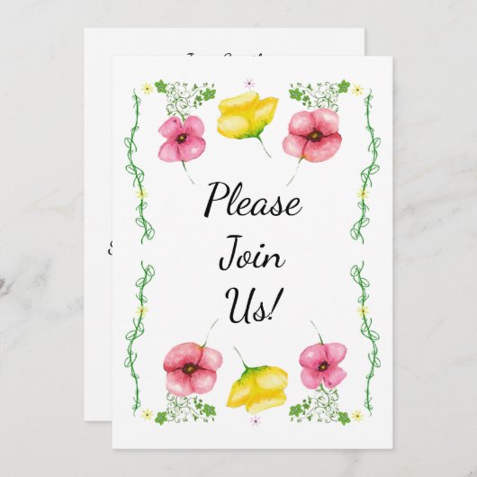 水彩フローラ結婚式招待状 招待状 (正面/裏面)