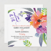 水彩フローラ結婚式招待状 招待状 (正面/裏面)