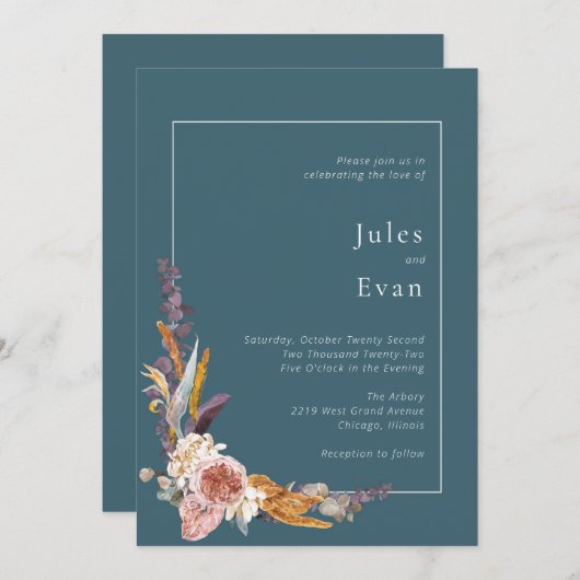 水彩フローラ結婚式招待状 招待状 (正面/裏面)