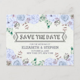 水彩フローラ結婚式日付はがきを保存 案内ポストカード