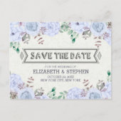 水彩フローラ結婚式日付はがきを保存 案内ポストカード (正面)