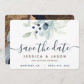 水彩フローラ結婚式日付カードを保存 セーブザデート (正面/裏面)