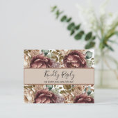 水彩フローラ結婚式RSVP招待状はがき インビテーションポストカード (スタンド正面)