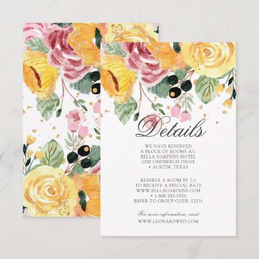 水彩フローラ結婚詳細 招待状 (正面/裏面)