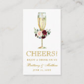 水彩フローラ結婚飲料チケットカード エンクロージャーカード (正面)