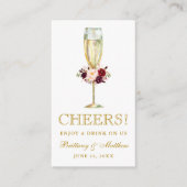 水彩フローラ結婚飲料チケットカード エンクロージャーカード (正面)