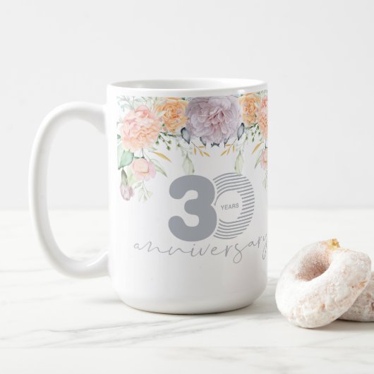 水彩フローラ結婚30周年 コーヒーマグカップ (ドーナツ)