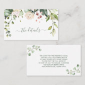 水彩フローラ結婚/シャワー/誕生日詳細 名刺 (正面/裏面)
