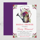 水彩フローラ給水缶ブライダルシャワー 招待状 (正面/裏面)