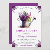 水彩フローラ給水缶ブライダルシャワー 招待状 (正面/裏面)