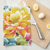 水彩フローラ絵を描と金ゴールド紙吹雪アートワーク キッチンタオル (四つ折り)