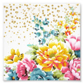 水彩フローラ絵を描と金ゴールド紙吹雪アートワーク フォトプリント            (正面)