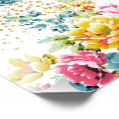 水彩フローラ絵を描と金ゴールド紙吹雪アートワーク フォトプリント            (角)